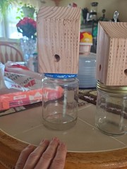 Carpenter Bee traps Handmade with soft pinewood Various size jars