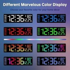 14.2″ Large Display Digital Wall Clock with Date Day of Week 14.2” Multicolor