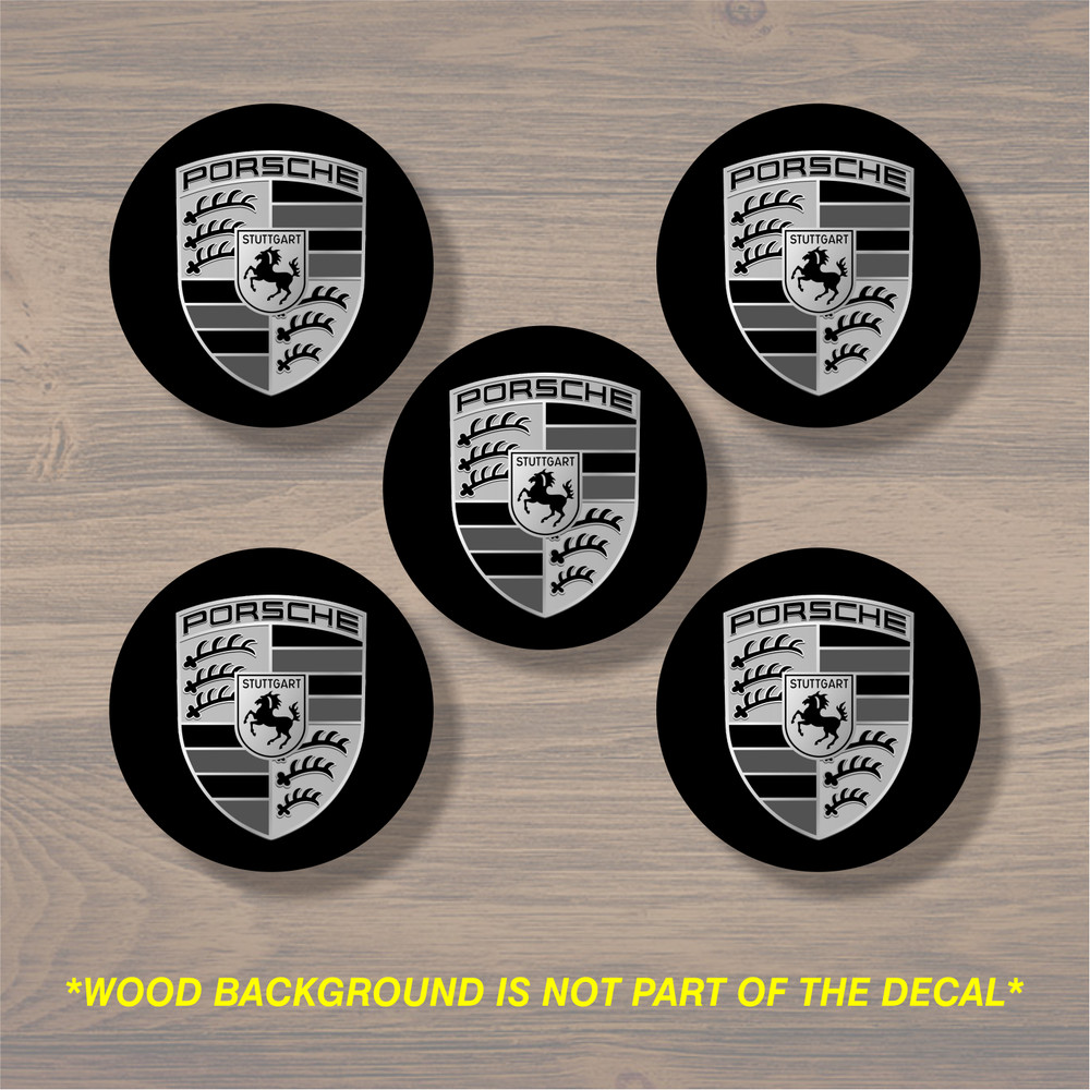 Vinyl Decal Sticker Overlays Fits Porsche Wheel Center Cap x5