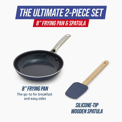 Blue Diamond 8″ Ceramic Nonstick Fry Pan with Spatula, Dishwasher Safe, Oven Saf