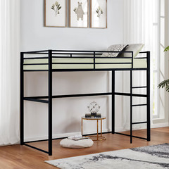 Full Metal Loft Bed w/Safety Rails+Ladder for Kids/Teens/Adults Space-Saver
