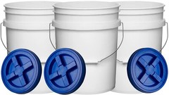 5 Gallon Plastic Bucket MADE IN USA Food Grade BPA Free -Screw on Lid- Pack of 3