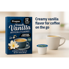 Pragna Sugar Free, French Vanilla Coffee Creamer, 12 On-The-Go Packets, 1.35 oz