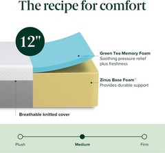 Memory Foam Mattress Queen Green Tea Breathable Safe CertiPUR US