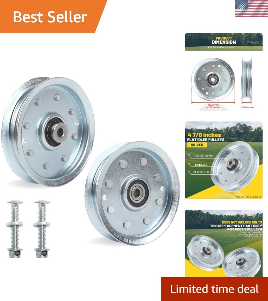 Easy Install 2-Pack 4 7/8″ Aluminum Idler Pulleys – Compatible with OEM Parts