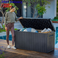 Keter 170 Gal Resin Deck Box Outdoor Storage Bench Patio Cushion Organizer New