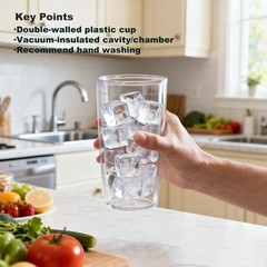 Unbreakable 16oz Tumblers Set of 4 – Plastic Double Wall Insulated Cups, Shat