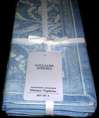 WILLIAMS SONOMA PRIMAVERA JACQUARD DINNER NAPKINS COTTON/LINEN SET OF 4 NEW/WTAG