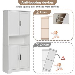 70″ Tall Kitchen Pantry Cabinet, Storage Cabinet with Doors & Adjustable Shelves