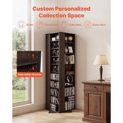 Uimoso Media Storage Cabinet CD Rack Tower with 34 Compartments in Brown