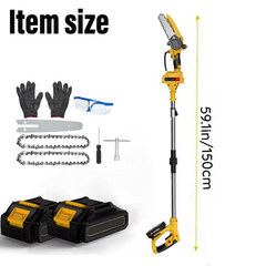 2 in1 Cordless Pole Saw Brushless Mini Chainsaw for Tree Trimming w/ 2 Batteries