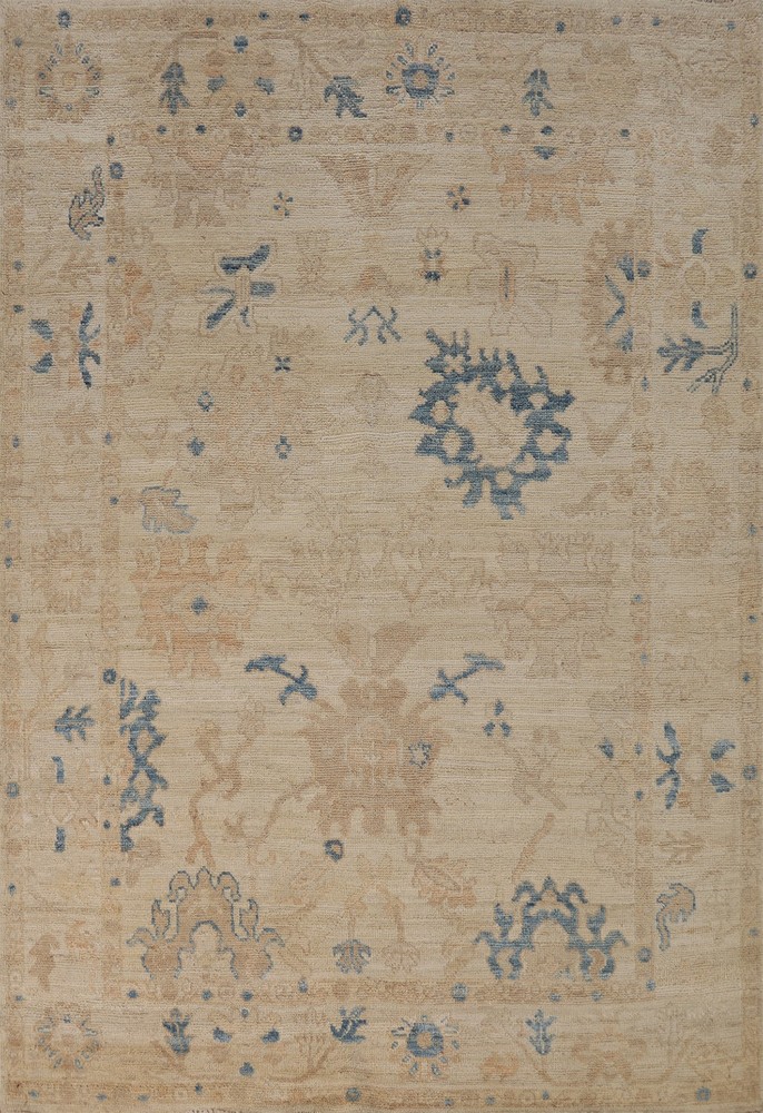 Oushak Turkish Rug 5×7 Vegetable Dye Handmade Wool Oriental Carpet for Any Room