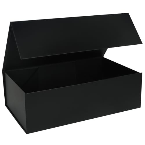 Gift Box with Magnetic Lids 13.8×8.3×4.4 in, Large 1 Count (Pack of 1) Black