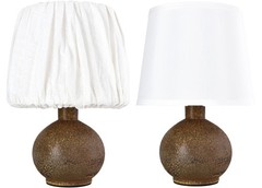 Brown Antique Ceramics Table Lamp 15.5IN Small Desk Lamp with Pleated Lampsha…