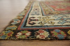 Pre-1900 3×8 Antique Oriental Runner Wool Runner Rug in Multicolor