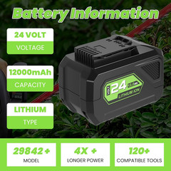 24V 12.0Ah Batteries Replacement for Greenworks 24V Battery Model 29842 29852