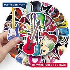 50Pcs Guitar Stickers, Cool Electric Guitar Bass Stickers for Kids Teens Adults,