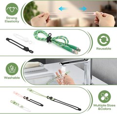 24 Pcs Silicone Cable Organizer Ties, Reusable Elastic Cord Ties 4.2in for Charg