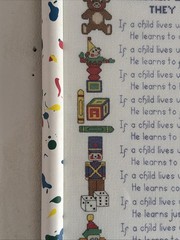 VTG Handmade Cross Stitch Sampler Children Learn What They Live Framed Art Decor