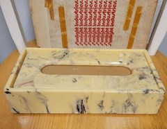 NEW VINTAGE / Rectangle Marbleized Faux Marble Tissue Paper Holder Box Bathroom