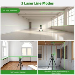 360° Green Cross Line Laser Level with 2 Plumb Dots and Magnetic Bracket