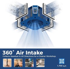 AlorAir 360° Intake Air Filtration System 1350CFM Ionizer Shop Dust Collector