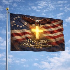 USA 250th Anniversary Flag 3×5 Ft 1776-2026 Outdoor Patriotic Banner Cross Poly