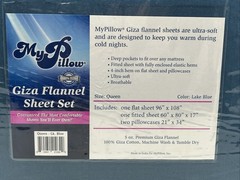 MyPillow Giza Flannel Sheet Set Queen Lake Blue Ultra Soft Cotton NEW