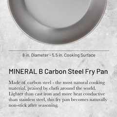 MINERAL B Carbon Steel Fry Pan – 8” – Ideal for Searing, Sauteing & Reheating –