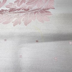 Vtg Reversible Gray Pink Damask Banquet Set 9.5 Ft Tablecloth & 11 Napkins