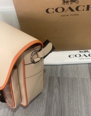 Racer Messenger In Colorblock Signature Canvas CT753 Silver/Chalk/Tan/Maple