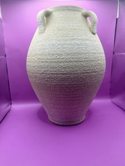 Ceramic Vase Rough Texture – Rustic Amphora Style Rustic with 4 Sashes 12.5 IN