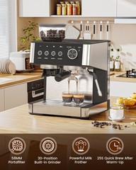 Electactic Espresso Machine with Grinder, 15 Bar Expresso Coffee Machines