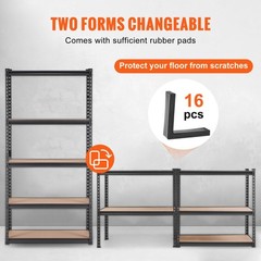 VEVOR 18″D x 36″W x 72″H 5 Shelf Steel Shelving Rack Garage Storage 2000lbs Load