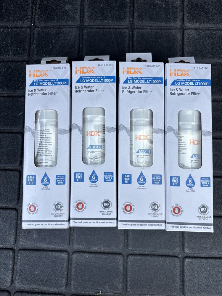 Lot Of 4 HDX EQL-1-S Refrigerator Water Filter Replacements for LG LT1000P NEW
