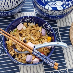 KeQiu 28 Oz Ceramic Ramen Noodle Pho Bowl Set with Chopsticks and Spoon Microwav