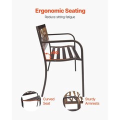 Outdoor Bench, 50 inch, Carbon Steel Metal Frame with PVC Floral Pattern Backre