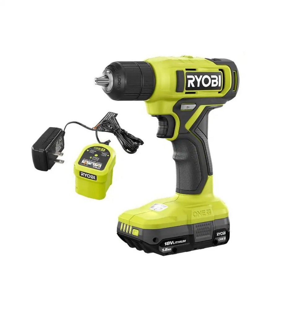 RYOBI ONE+ 18V Cordless 3/8 in. Drill/Driver Kit with 1.5 Ah Battery and Charger