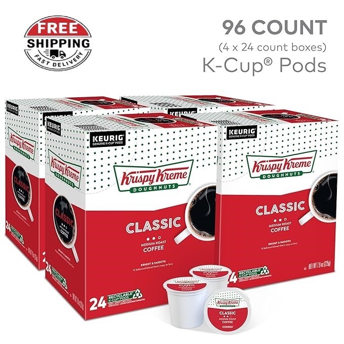 Krispy Kreme Classic Coffee, Keurig Single Serve K-Cup Pods, Medium Roast, 96 Ct