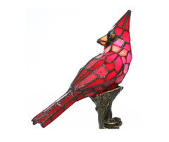 Stained Glass Cardinal Lamp Table Bird Red Ornament New Light Mantel Tiffany End