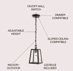 JONATHAN Y Glendale 6.75 in. Black Outdoor Industrial Farmhouse Pendant Light OB