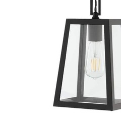 JONATHAN Y Glendale 6.75 in. Black/Clear Iron/Glass Outdoor LED Pendant Light