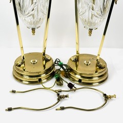 Vintage Regency Rams Head Brass & Crystal Lamps Both Work BEAUTIFUL QUALITY