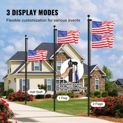 VEVOR 30FT Detachable Flagpole Kit Heavy Duty Aluminum Flag Pole American Black