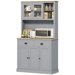 HOMCOM 71″ Kitchen Pantry, Modern Storage Cabinet with Drawers, Glass Doors