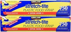2 x Kirkland Signature Stretch Tite Plastic Food Wrap 11 7/8 Inch X 750 SQ. FT