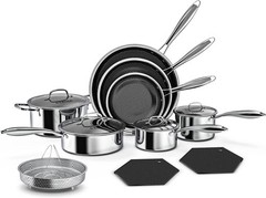14-Piece Nonstick Hybrid Hex Cookware Set – Induction & Oven Safe, PFOA Free