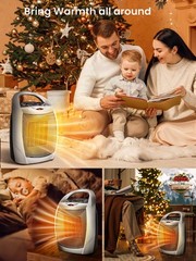 Electactic Portable Ceramic Space Heater w/Thermostat, 1500W Indoor Electric Fan