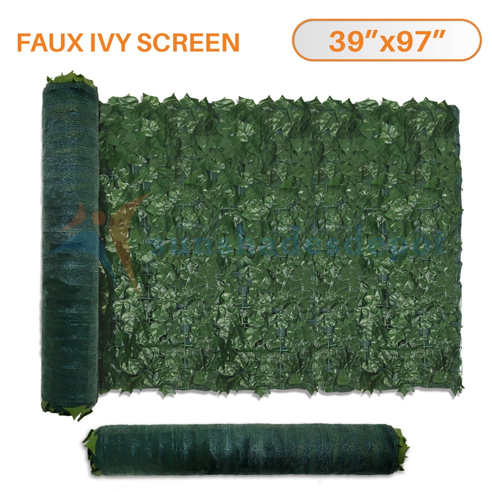 39/58in Artificial Faux Ivy Leaf Privacy Fence Screen Roll Home Yard Decor Hedge