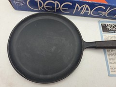 Popeil’s Crepe Magician Pan Recipe Book Storage Dupont Teflon 1975 Vtg in Box